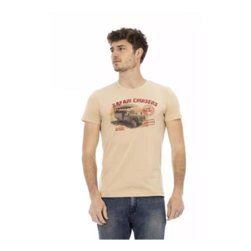 Beige Bomuld T-Shirt med Frontprint