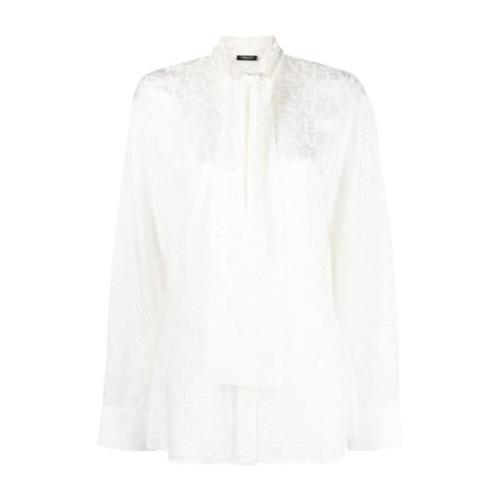 Hvid Skjorte med Allover Print og Medusa Hardware
