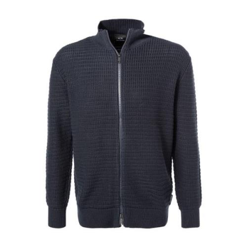 Blå Sweater med Høj Hals og Bouclé Detalje