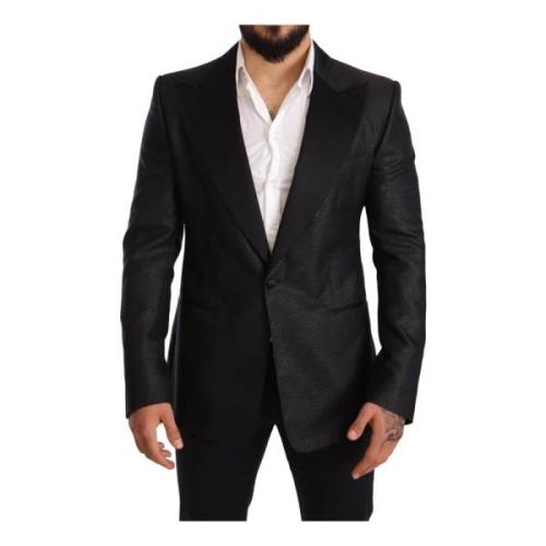 Sort Metallic Slim Jakke Tuxedo Blazer