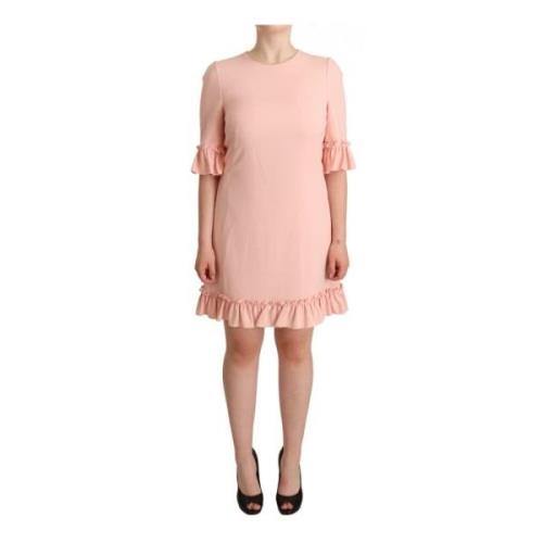 Pink Ruffled Sleeves Sheath Kjole