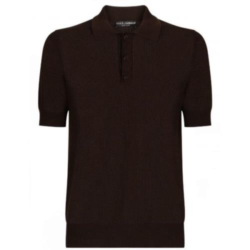 Chokoladebrun Strikket Polo Shirt