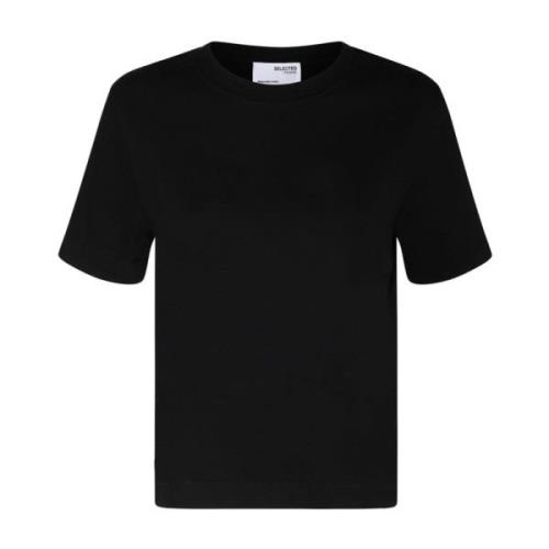 Sort Bomuld T-Shirt, Boxy Fit