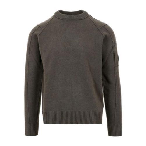 Ribbet Crew-neck Sweater med Linse Lomme