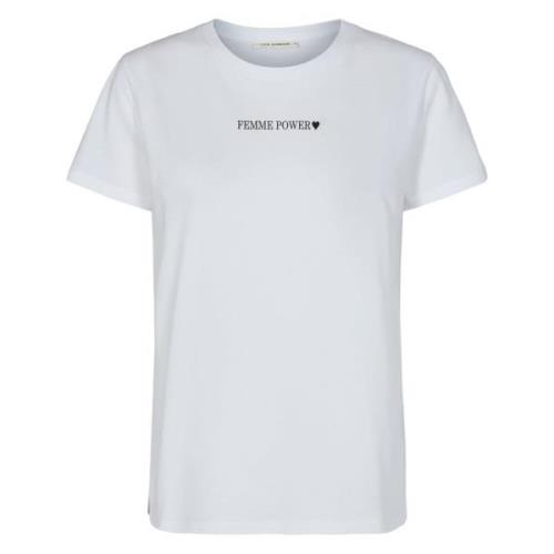 Hvid T-shirt med 'Femme Power' Print til Kvinder