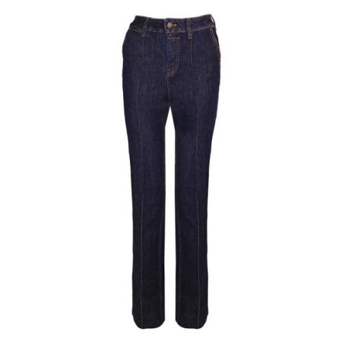 Kontrast-Syning Flare-Ben Denim Jeans