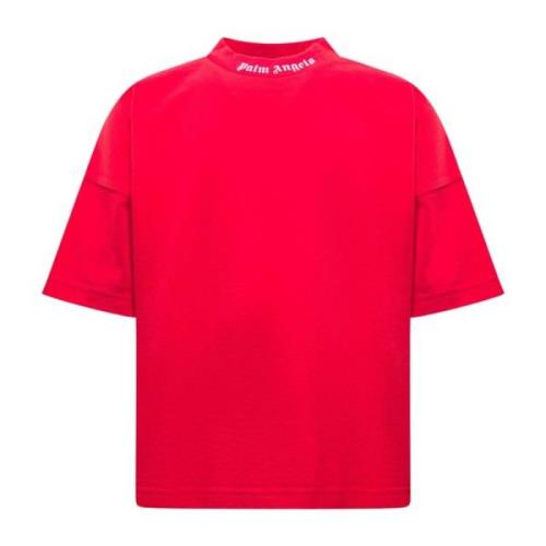 Rød børnet-shirt med mærkelogo