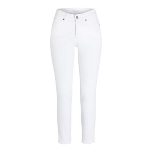 Hvide Piper Korte Jeans med Sølv Detaljer