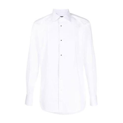 Hvid Kontrast Tuxedo Skjorte