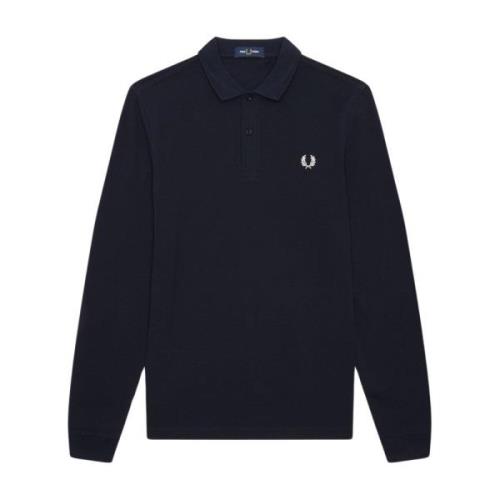 Navy Langærmet Polo Shirt