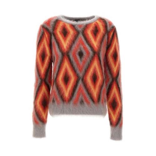 Geometrisk Jacquard Sweater i Multifarver