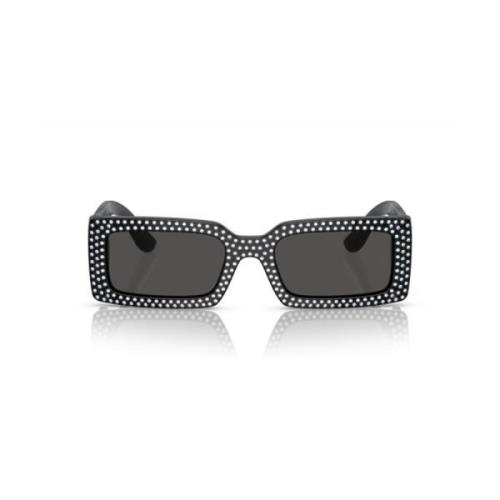 Geometric Rectangular Sunglasses in Black Acetate