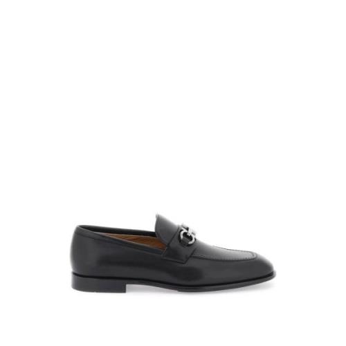 Læderloafers med ruthenium finish Gancini