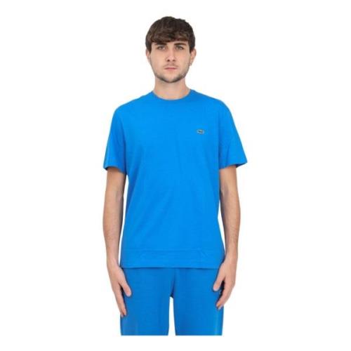 Blå Herre T-shirt med Krokodille Patch