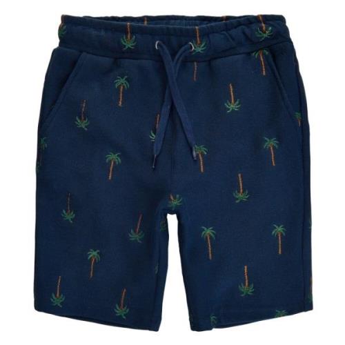 Marineblå Shorts med Palmebroderi