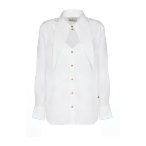 Hvid Bomuldsskjorte til Kvinder med Maxi Krave