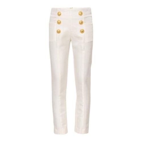 Klassiske højtaljede hvide bukser