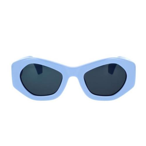 Geometriske blå solbriller med modig ramme og blå linser