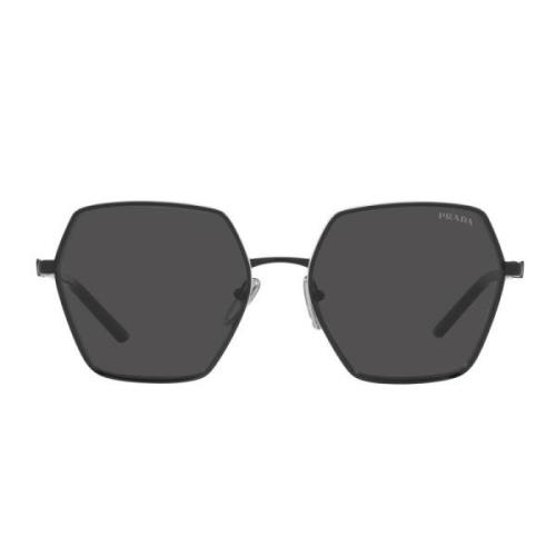 Firkantede solbriller i metal med mørkegrå linser