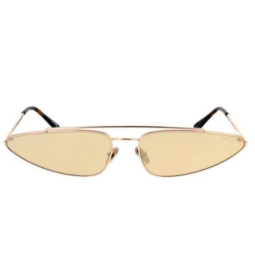 Geometriske solbriller i metal med spejlede brune linser