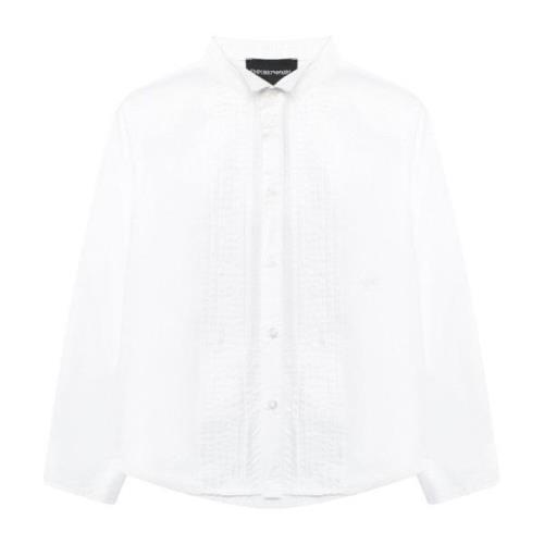 Hvid Bomuldspoplin Skjorte med Lodrette Striber