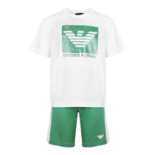 Grøn Armani Kids T-Shirt og Shorts Sæt
