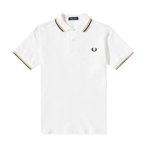 Slim Fit Twin Tipped Polo i Snow White/Gold/Navy