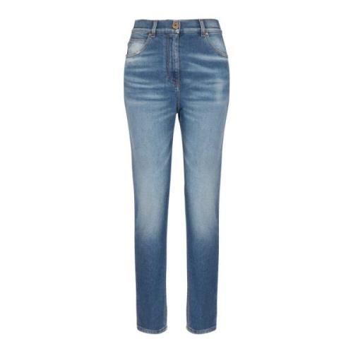 Slim-fit denim jeans med gyldne detaljer