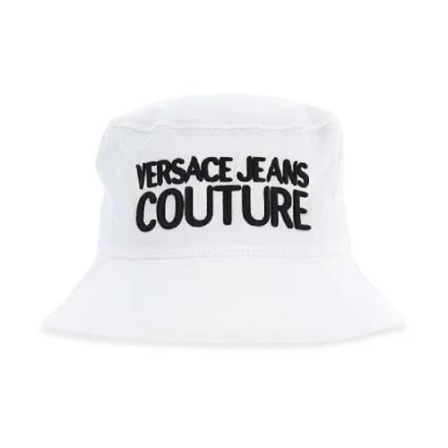 Hvid Bomuldshat til Mænd med Versace Jeans Couture Logo - L