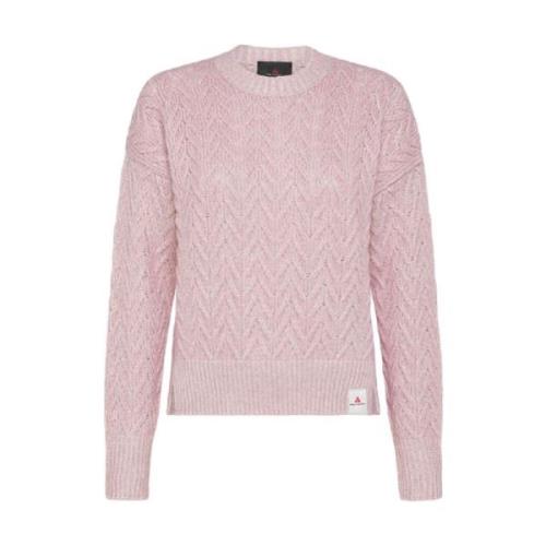 Rosa Alpaka Bomuldssweater med Herringbone Mønster