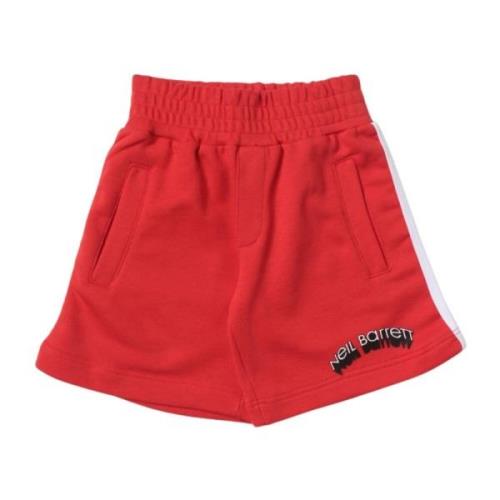 Røde børne bermuda shorts med kontrast sidebånd