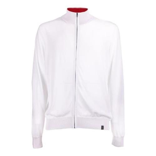 Zip Sweater - Hvid - 100% Bomuld - Regular Fit