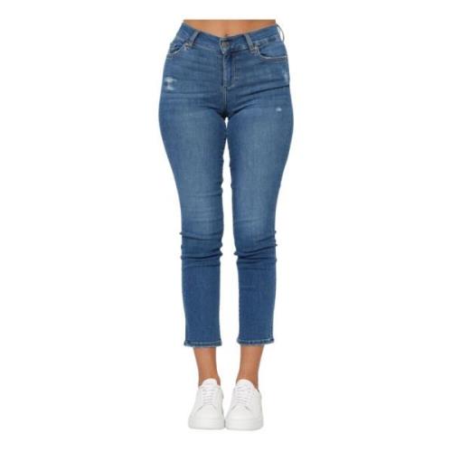 Denim Cropped Jeans med Slim Leg