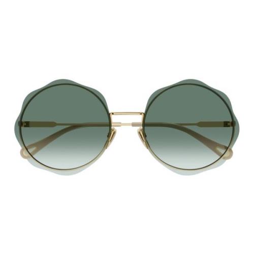 Runde solbriller i metal med tykke linser