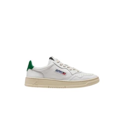 Vintage Hvide Læder Sneakers med Grønt Indsæt