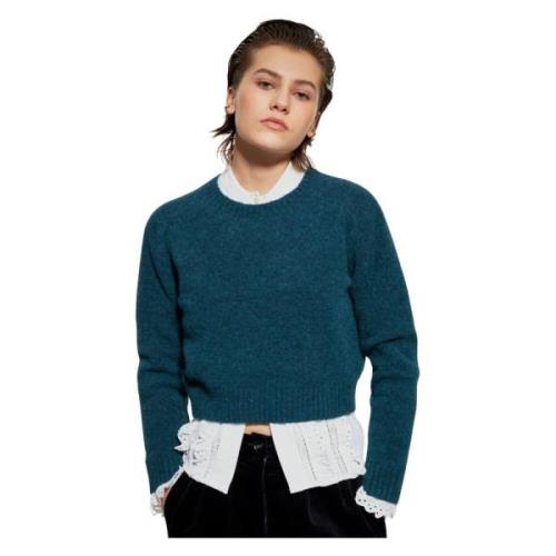 Teal Cropped Jumper Wool Mohair Raglan