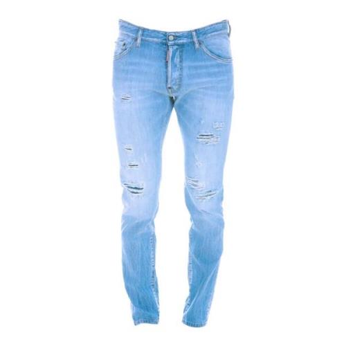 Slim-fit Denim Jeans med Moderne Rifter