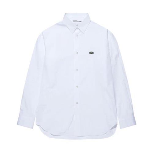 Hvid Lacoste Logo-Patch Bomuldsskjorte