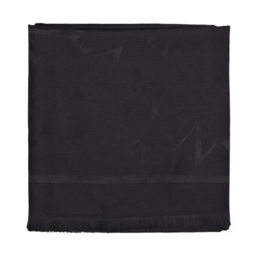 Sort Logo Print Uld Silke Tørklæde