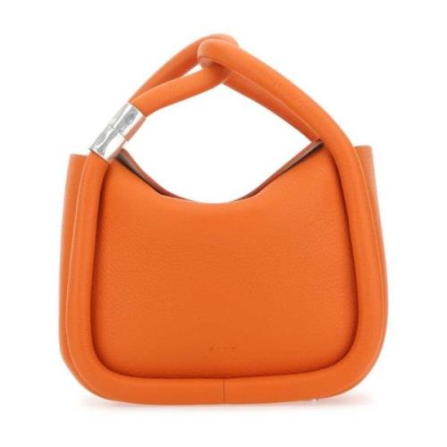 Orange Læder Wonton Håndtaske
