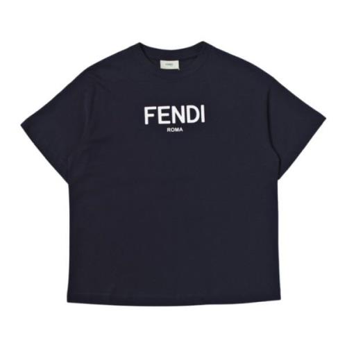 Blå Junior T-shirt med Fendi Logo