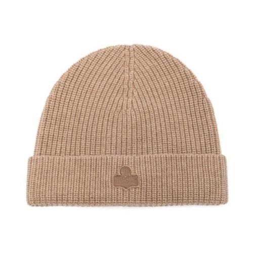 Merino Uld Taupe Hat med Logo Patch
