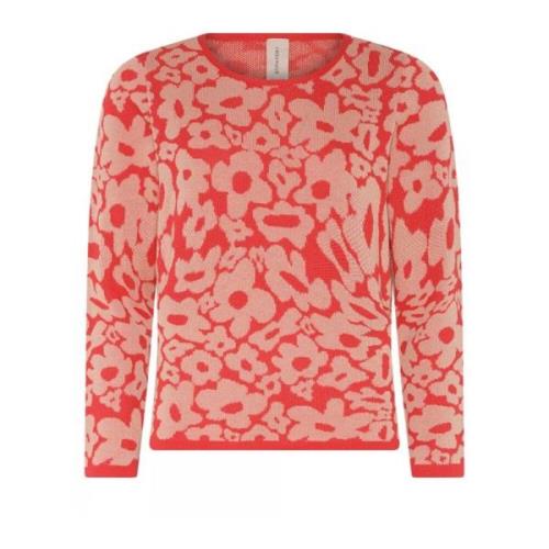 Blomstret Jaquard Pullover i Lotus Pink