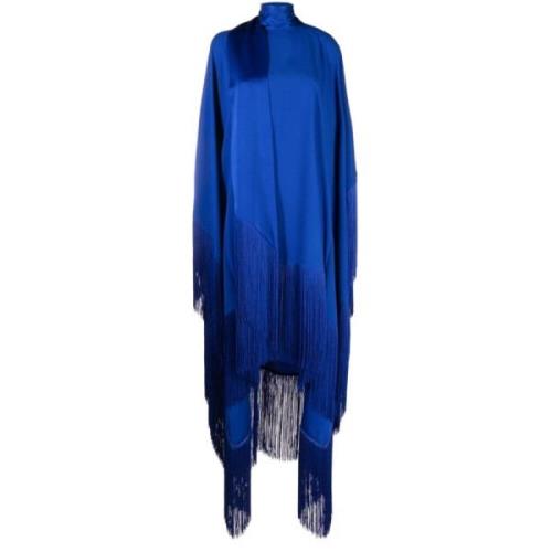 Blå Crepe Tekstur Skift Kjole med Tørklæde Detaljer