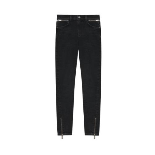 Charcoal Skinny Jeans med Lynlåsdetaljer