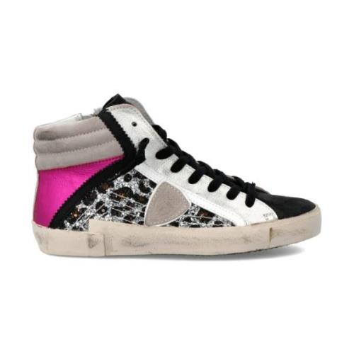 Sølv Pink Animal Print High Tops