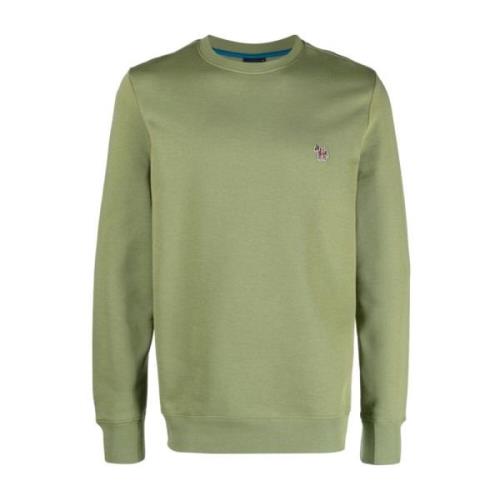 Grøn Bomuldssweater med Logo Patch