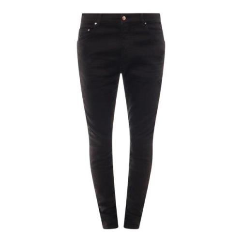 Sorte Slim Fit Jeans med knaplukning