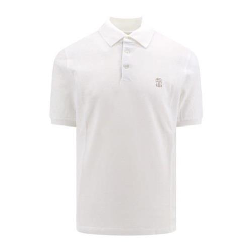 Hvid Polo T-shirt med Ribbede Profiler