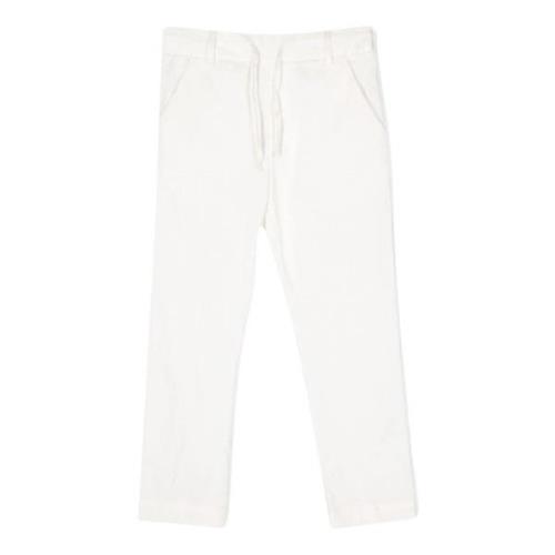 Hvide Slim Fit Bukser med Elastisk Talje